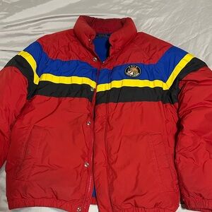 Polo Ralph Lauren Red Multi-Color Puffer Jacket